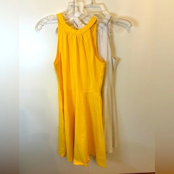 2 Sundresses Yellow & White Sleeveless Dress; Tie in back. Size M - Picture 2 of 4